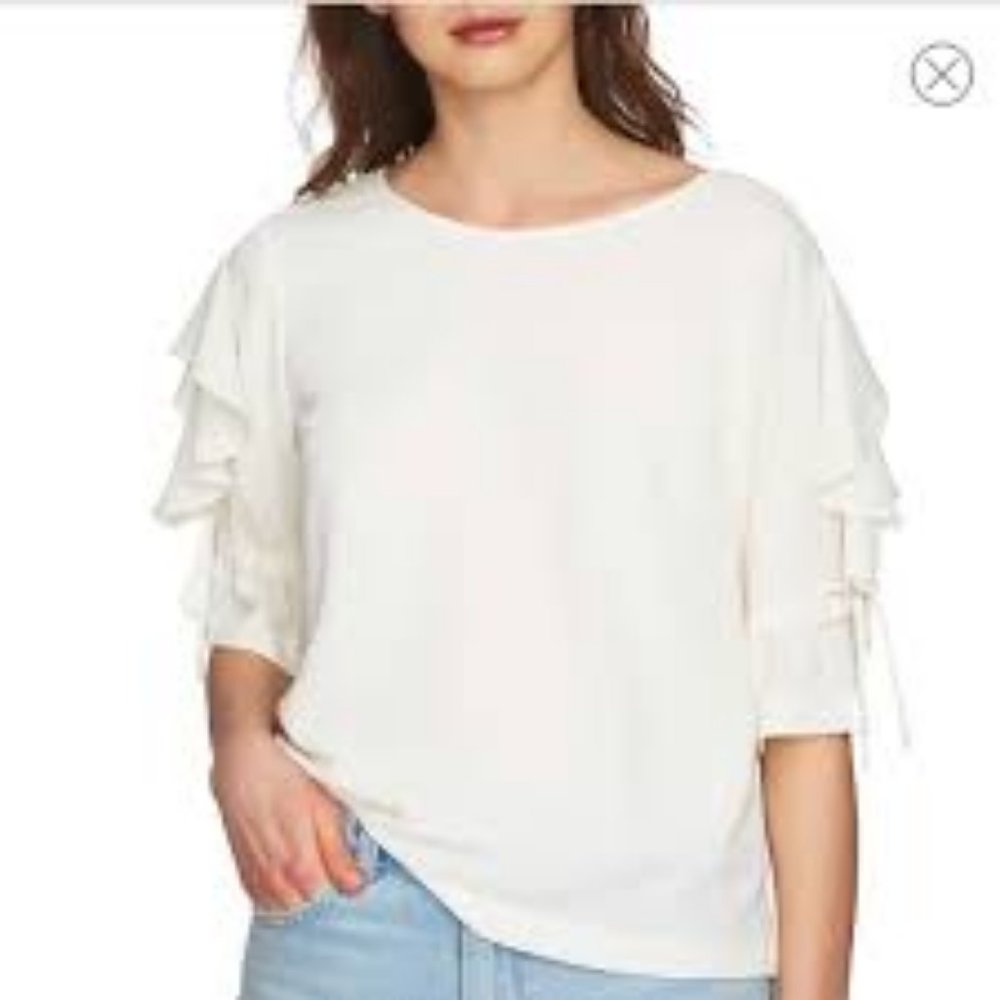 1.STATE Ruffle Sleeve Cream Blouse Small